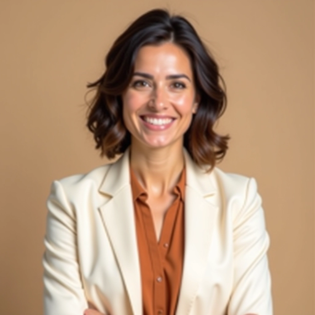 Professional headshot of Ayşe Kılıçdaroğlu, craft education specialist, wearing a burgundy cardigan against a neutral studio background