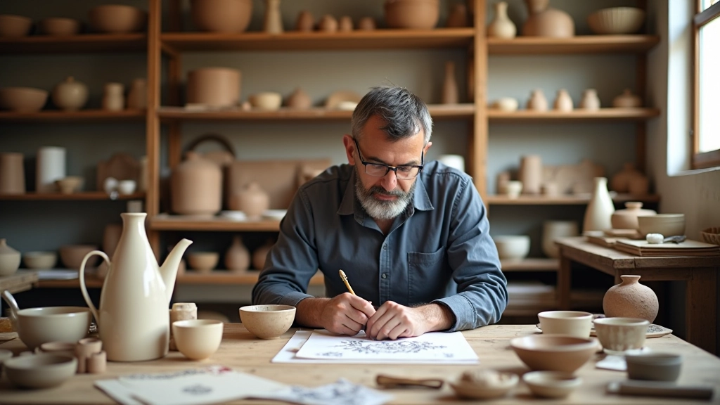 Traditional Turkish craft workshop with organized supplies and tools